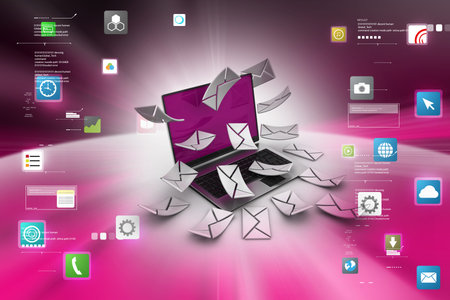 E-mail concept. Modern Laptop and envelope