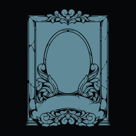 Vintage frame with floral ornament on black background. Vector illustration.のイラスト素材