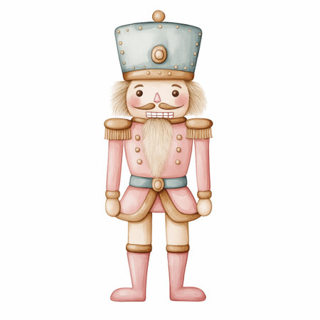 Watercolor illustration of Nutcracker on isolated background. Perfect for holiday projects, childrenâs decor, greeting cards, and winter designs.の素材