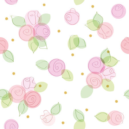 Floral seamless pattern with glitter polka dots. Vectorのイラスト素材