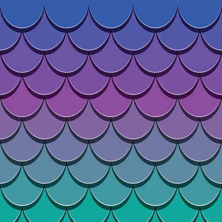 Mermaid tail pattern. Paper cut out 3d fish skin background. Bright spectrum colors. Vectorのイラスト素材