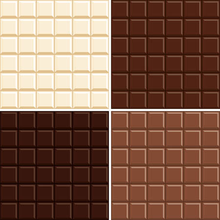 Seamless chocolate bar pattern background set - white, milk, dark and extra dark. vectorのイラスト素材