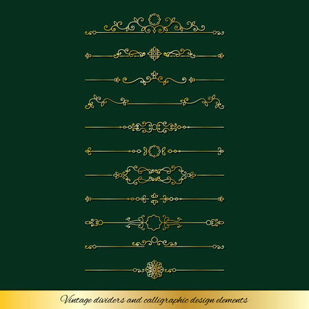 Vintage golden dividers and page decoration set. Luxury design.のイラスト素材