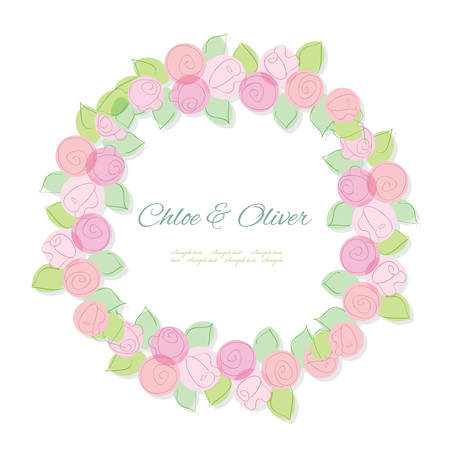 Floral wreath decorative frame isolated on white. Vectorのイラスト素材