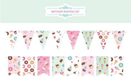Birthday bunting flags set.のイラスト素材