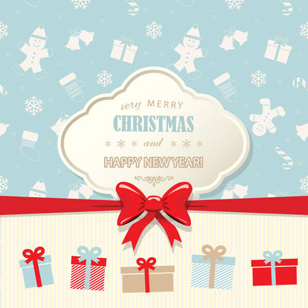 Christmas and Happy New Year greeting card.のイラスト素材