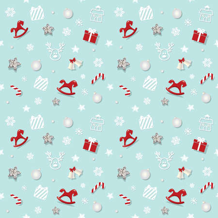 Christmas and new year pattern background with glitter stars and decorative elements.の写真素材