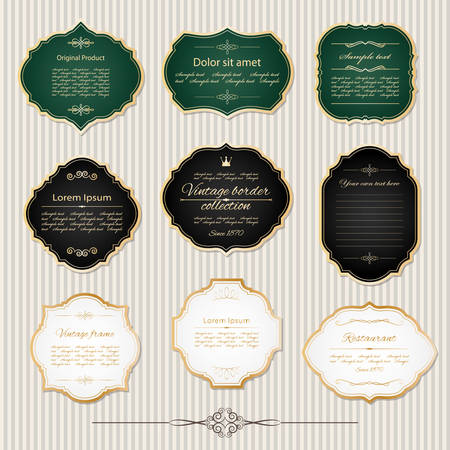 Vintage golden frames and labels set. Luxury design.のイラスト素材