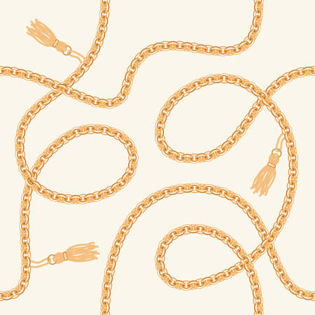 Gold chains with tassels seamless pattern. For fashion design. Vector illustrationのイラスト素材