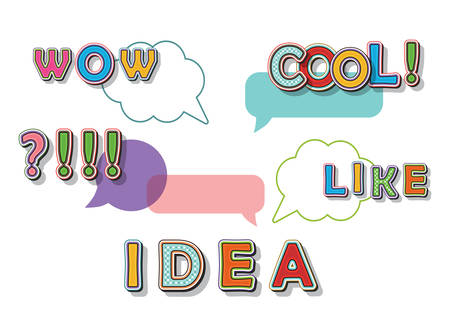 Creative idea consept. Pop art comic style speech bubble dialog conversation. Vectorのイラスト素材