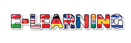 E-learning inscription. Flags of countries that are most affected by the coronavirus. Distance education due the quarantine. Motivational banner. Vectorのイラスト素材