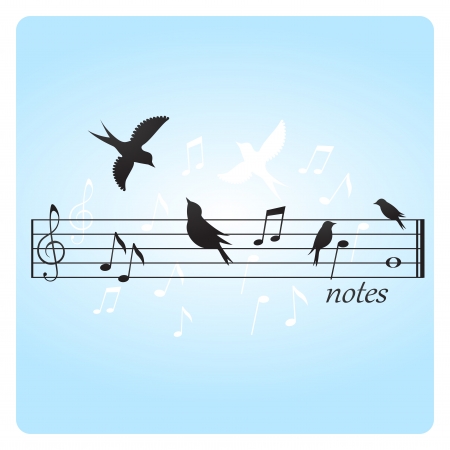 Abstract illustration of birds on music notesのイラスト素材