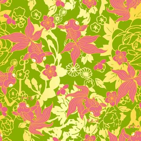 Goldfish pattern wallpaperのイラスト素材