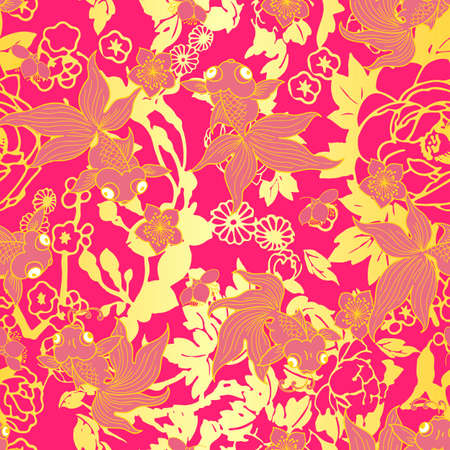 Goldfish pattern wallpaperのイラスト素材