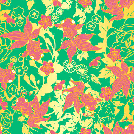 Goldfish pattern wallpaperのイラスト素材