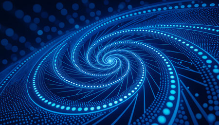 Futuristic 3D Glowing Spiral â Abstract Digital Galaxy and AI Technology Backgroundの素材