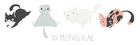 Collection of cats illustrations, icons, avatars. Banner designのイラスト素材