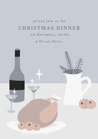 Simple cozy winter greeting card. Cute Scandinavian lifestyle objects for home. Winter holidays celebration. Christmas aesthetics collection with baking and kitchen equipment.のイラスト素材