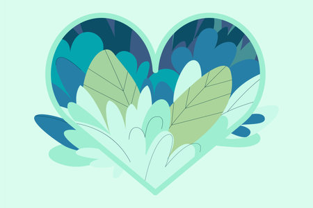 Vector floral design heart. Modern illustration with leaves for template,  print, social media