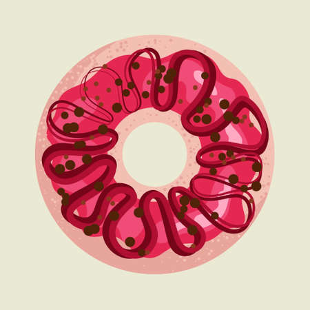 Vector donut with caramel icing and chocolate sprinklesのイラスト素材