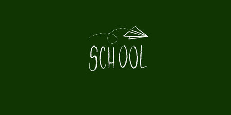 Vector School banner with doodle chalk text on school boardのイラスト素材