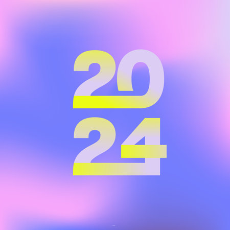 Beautiful flat poster with 2024 on colorful background. Vector illustration