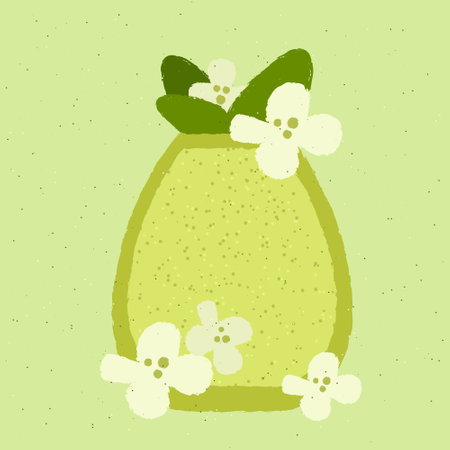 Tumbler glass. Hot tea with jasmine. Green alcohol cocktail drink for bar. Healthy smoothie. Soft alcohol liquid for event and party. Healthy beverage. Flat vector illustration with textureのイラスト素材