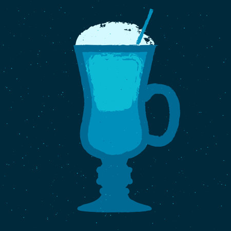 Blue cocktail with whipped cream. Milkshake. Ice cream in a glass with a handleのイラスト素材