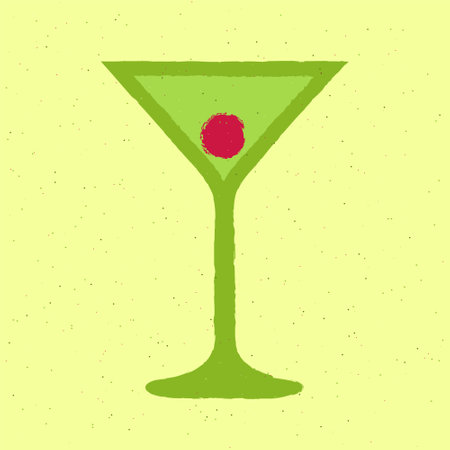 Green cocktail with cherries, ice cubes in a martini glass. Tequila drinkのイラスト素材