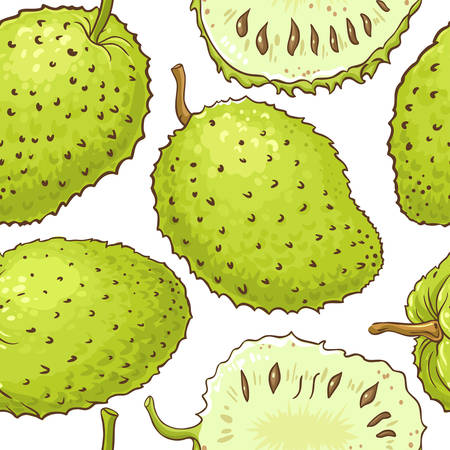 soursop vector pattern on white backgroundのイラスト素材