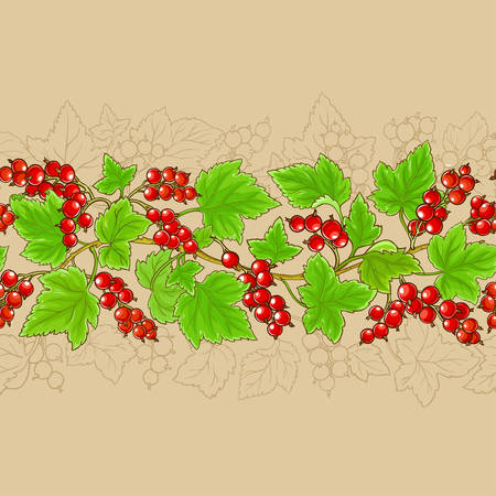 red currant branches pattern on color backgroundのイラスト素材