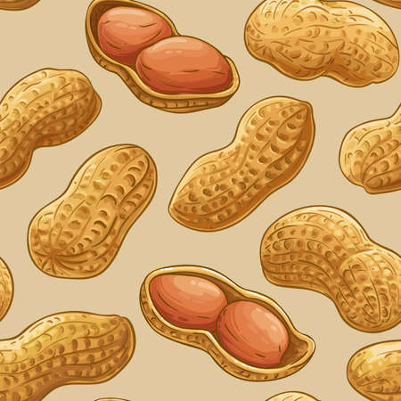 peanut vector pattern on color backgroundのイラスト素材