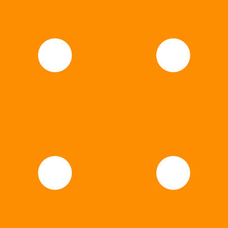 Abstract, orange square button with round holes.の写真素材