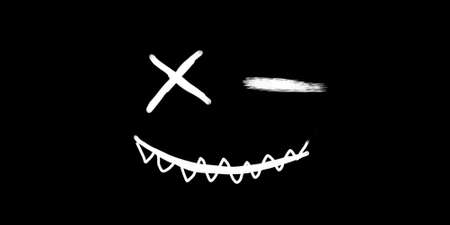 Abstraction of a smiling man made with a dry brush and white paint.の写真素材