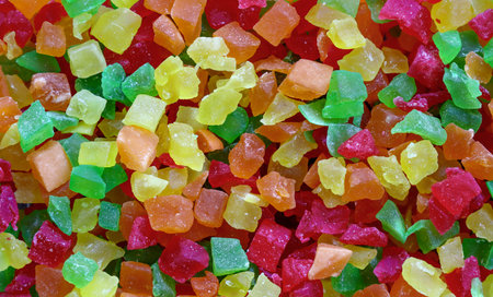 Multi-colored dry pineapple fruit crumb. Food, vitamins.