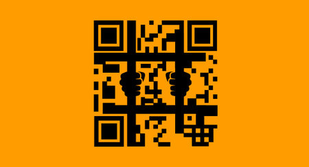 QR code imprisonment of a person, illustration.の写真素材