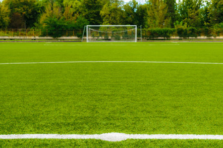 Center spot on an empty football field