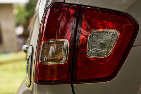 Closeup of car headlight