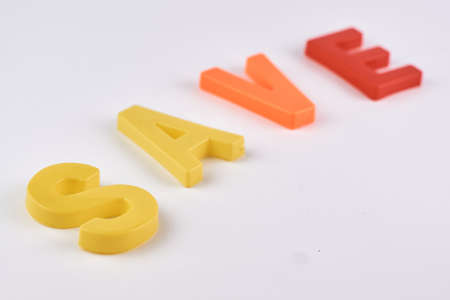 Save colored word with alphabet on whiteの写真素材