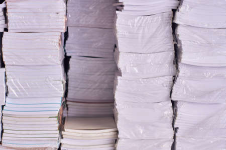 Close-up of stack of paper sheets in the office. Selective focus.の写真素材