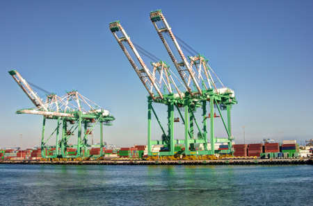 Shipping cargo crane and containers in San Pedro (Port of Los Angeles)のeditorial素材