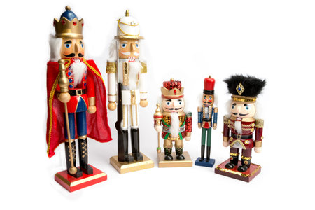 Decorative Christmas wooden nutcrackers isloated on white background
