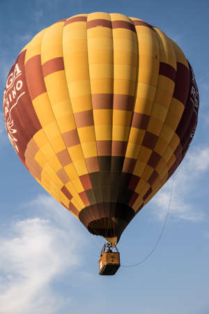 Colorful hot air balloons in flight over wine country at the Temecula Balloon and Wine Festivalのeditorial素材