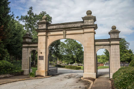 Gates of The Springwood Cemetery in Greenville, South Carolinaのeditorial素材