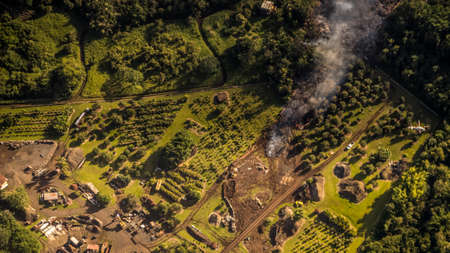 Pahoa, Hawaii, USA, 28 October, 2014. Kilauea lava flow threatens residents of Hawaii. The June 27 lava flow from Po'o U'u vent flows into the town of Pahoa.のeditorial素材