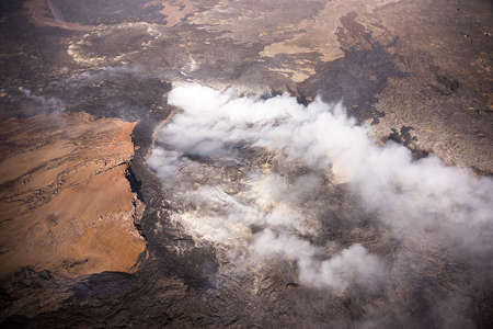 Pahoa, Hawaii, USA, 28 October, 2014. Kilauea lava flow threatens residents of Hawaii. The June 27 lava flow from Po'o U'u vent flows into the town of Pahoa.のeditorial素材