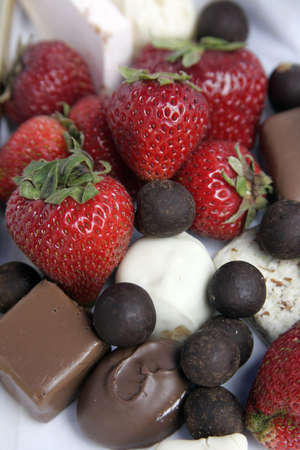 Fresh strawberries and chocolateの写真素材