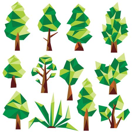 Green tree polygon image clip art vectorのイラスト素材