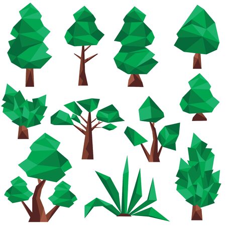 Vector graphic. Polygon image. Green tree clip art.のイラスト素材