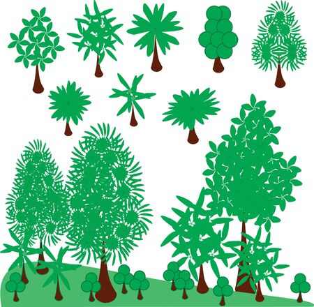 Vector graphic green trees on landscape. Tree Clip artのイラスト素材